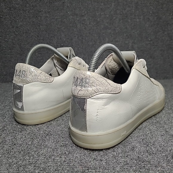 P448 John Low Top Sneakers Metallic Silver White Women's EU 40/ US 9.5 -10 - Picture 4 of 16